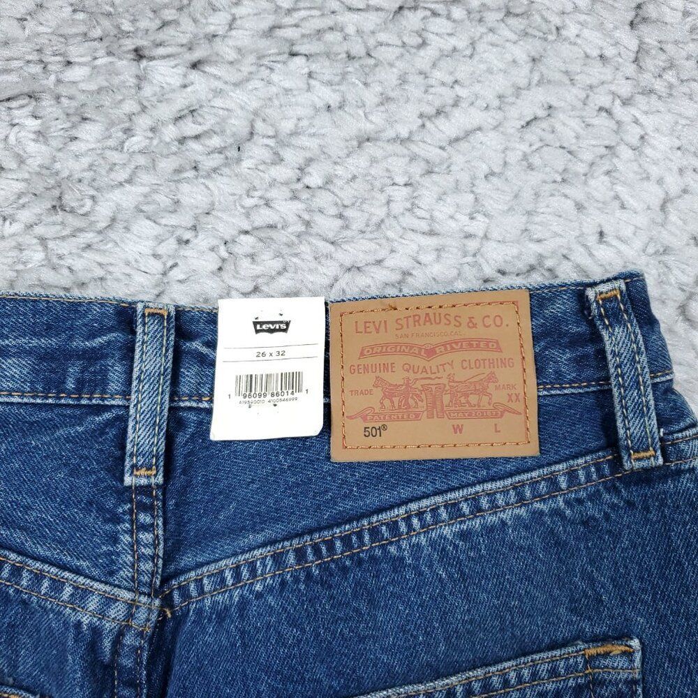 Levi's Premium 501 '90s Straight Baggy Jeans Blue Women's Size 26 x 32 Y2K Loose - Picture 6 of 10